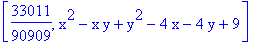 [33011/90909, x^2-x*y+y^2-4*x-4*y+9]